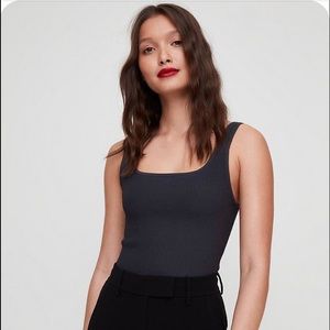 Babaton sculpt knit tank top in charcoal